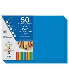 CARTULINA A3 DOHE 180g AZUL BERMUDA P/50