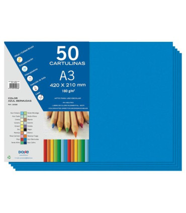CARTULINA A3 DOHE 180g AZUL BERMUDA P/50