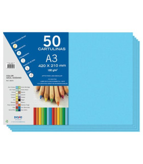 CARTULINA A3 DOHE 180g AZUL OCEANO P/50