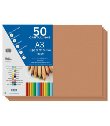 CARTULINA A3 DOHE 180g MARRON P/50