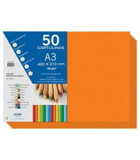 CARTULINA A3 DOHE 180g NARANJA FUEG P/50