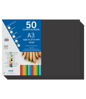 CARTULINA A3 DOHE 180g NEGRO P/50