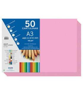 CARTULINA A3 DOHE 180g ROSA CARMESI P/50