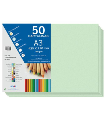 CARTULINA A3 DOHE 180g VERDE ALFACE P/50