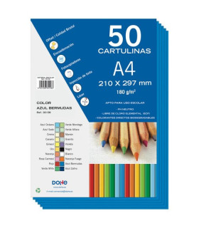 CARTULINA A4 DOHE 180g AZUL BERMUDA P/50