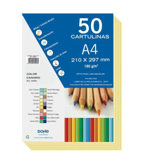 CARTULINA A4 DOHE 180g CANARIO P/50