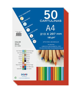 CARTULINA A4 DOHE 180g ROJO P/50