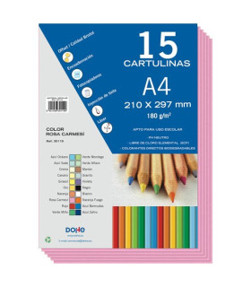 CARTULINA A4 DOHE 180g ROSA CARMESI P/15