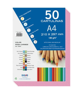CARTULINA A4 DOHE 180g ROSA CARMESI P/50