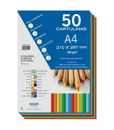 CARTULINA A4 DOHE 180g SURTIDO P/50