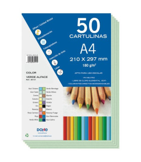 CARTULINA A4 DOHE 180g VERDE ALFACE P/50