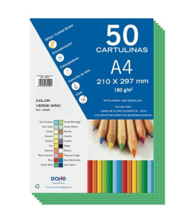 CARTULINA A4 DOHE 180g VERDE MIÑO P/50