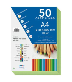 CARTULINA A4 DOHE 180g VERDE MONDEG P/50