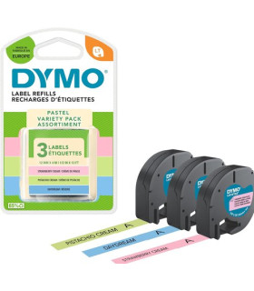 CINTA ROT.DYMO LETRATAG PLAST.PASTEL B/3