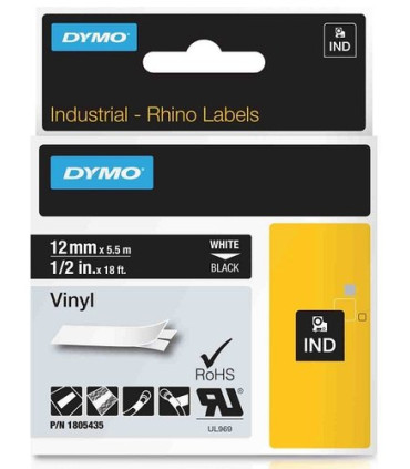 CINTA ROT.DYMO RHINO VINILO 12 NEGRO