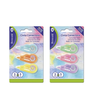 CORRECTOR CINTA BISMARK PASTEL 5x5 m B/3