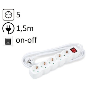 ENCHUFE PROTECTOR 5 SALIDAS 1,5m REGLETA