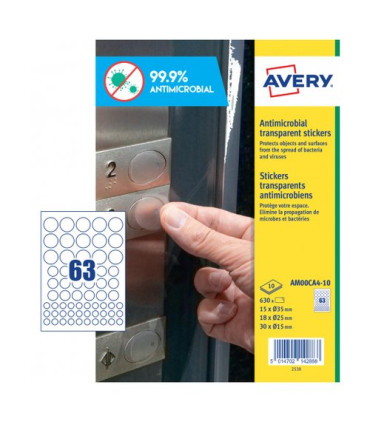 ETIQ.AVERY AM00CA4 ANTIB. 10h A4 CIRCULO