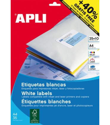 ETIQ.IMP.APLI 13883 25h A4 BLANCA Ø40mm