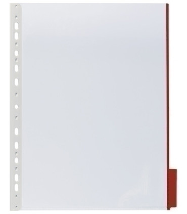 FUNDA DURABLE A4 PESTAÑA ROJA P/5