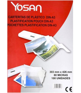 FUNDA PLASTIF. YOSAN A3 80µ P/100