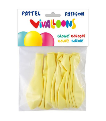 GLOBO  PASTEL AMARILLO CLARO BOLSA DE 10