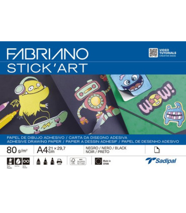LAMINAS DIBUJO FABRIANO ADH. A4 NEGRO P/