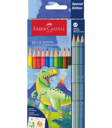 LAPICES COLOR FABER DINOSAURIOS E/10+3