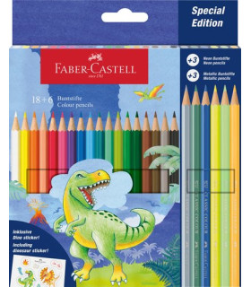 LAPICES COLOR FABER DINOSAURIOS E/18+6