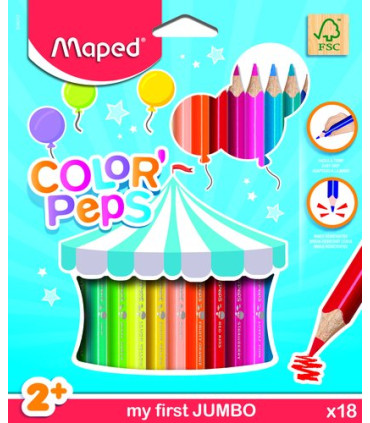 LAPICES COLOR MAPED COLOR PEPS JUMBO 18