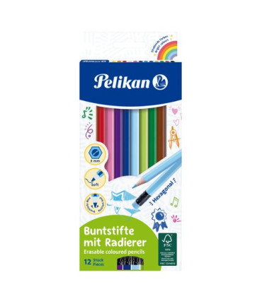 LAPICES COLOR PELIKAN BORRABLE est.12