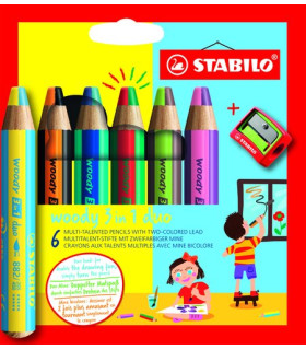 LAPICES COLOR STABILO WOODY 3 EN 1 E/6