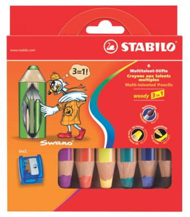LAPICES COLOR STABILO WOODY 3 en 1 est.6