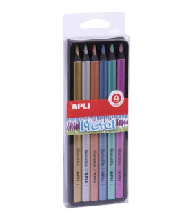 LAPIZ APLI JUMBO METAL TRI. P/6