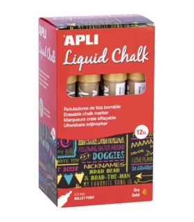 ROTUL.PIZAR.APLI CHALK CONICO ORO C/12