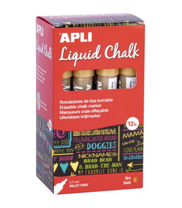 ROTUL.PIZAR.APLI CHALK CONICO ORO C/12