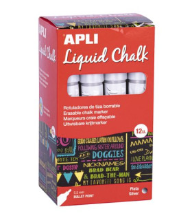 ROTUL.PIZAR.APLI CHALK CONICO PLATA C/12