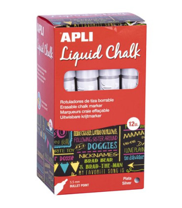 ROTUL.PIZAR.APLI CHALK CONICO PLATA C/12