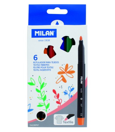 MARCADOR TEXTIL MILAN ESTUCHE de 6