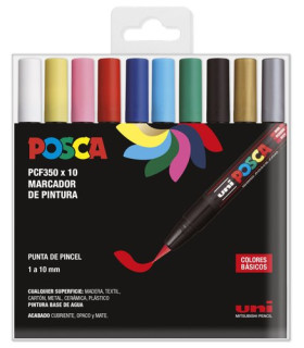 ROTUL.UNI-POSCA PINCEL ESTUCHE 10 SURT.