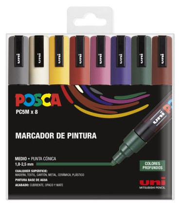 ROTUL.UNI-POSCA PC-5M COL.OSC. E/8