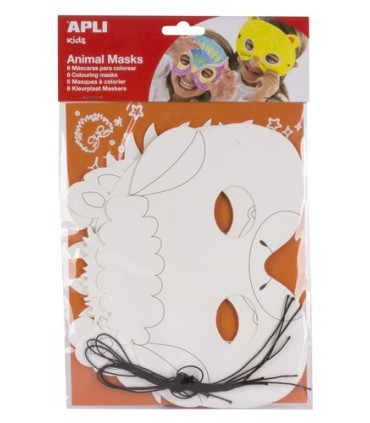 MASCARA DE CARTON APLI ANIMALES B/6