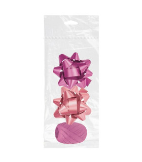 MOÑAS/COCAS  10 mm CHIC ROSA+RAFIA