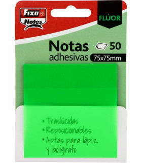 NOTAS ADHESIVAS FIXO 50h 75x75 TRAS.VERD