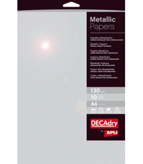 PAPEL METALIZAD.A4 APLI 130g 10h PLATA