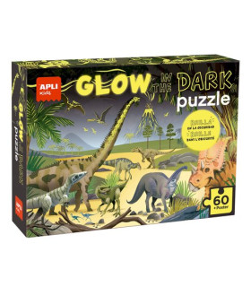 PUZZLE APLI GLOW IN THE DARK DINOS. 60pz