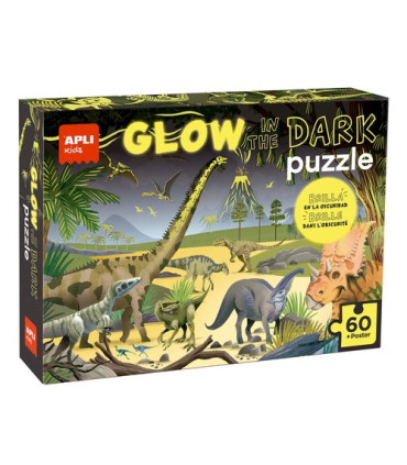 PUZZLE APLI GLOW IN THE DARK DINOS. 60pz