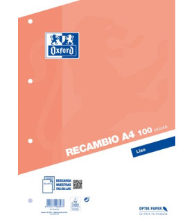 RECAMBIO OXF. A4 100h 4 TAL. LISO NARANJ
