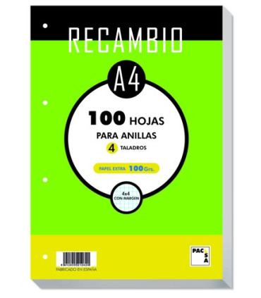 RECAMBIO PACSA A4 100h 4 TAL. CD.4