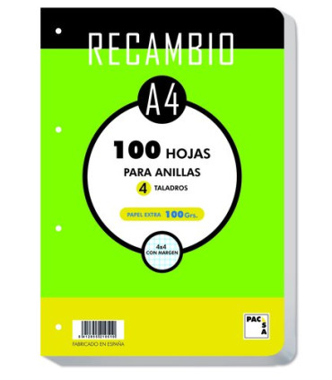 RECAM.PACSA A4 100h 4 TAL. CD.4 C.REDON.